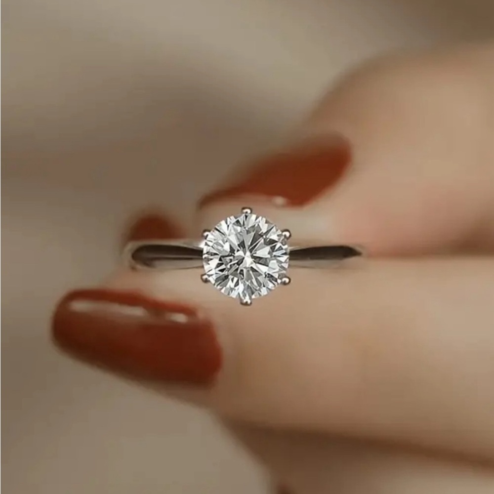 CERTIFIED 3CT MOISSANITE DIAMOND SOLITAIRE w/ VELVET RING BOX